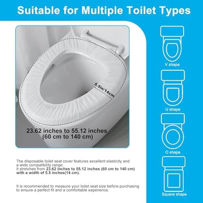 Compact individually wrapped sanitary toilet cover being placed inside a travel handbag.