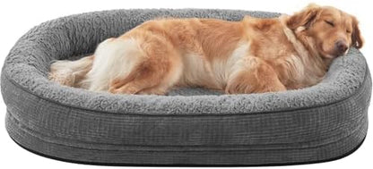 JOEJOY Orthopedic Dog Beds Large Sized Dog, XL Egg-Crate Memory Foam Pet Couch Bed with Bolster Sides, Waterproof Lining, Removable Washable Cover & Non-Slip Bottom, Grey - Image 2