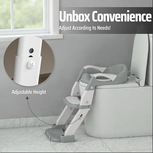 Zamno toddlers training potty toilet seat in its compact folded position for easy bathroom storage.