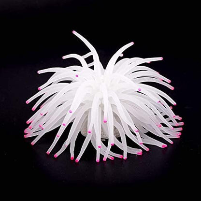 White artificial sea anemone decoration for marine aquascaping