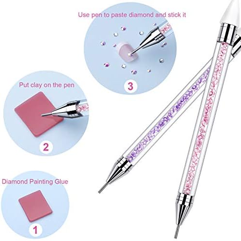 Stainless steel dotting pen tip pressing a crystal stud onto a nail