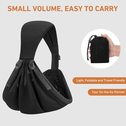 Hands free parenting wrap sling close up view of durable mesh construction