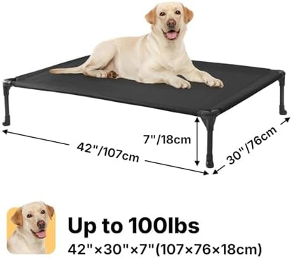 Veehoo Outdoor Elevated Dog Bed Large Sized Dogs, Large Cooling Raised Dog Cots Beds Training Platform Off Ground Hammock with Breathable Mesh, No-Slip Feet, 42"x30", Black - Image 7