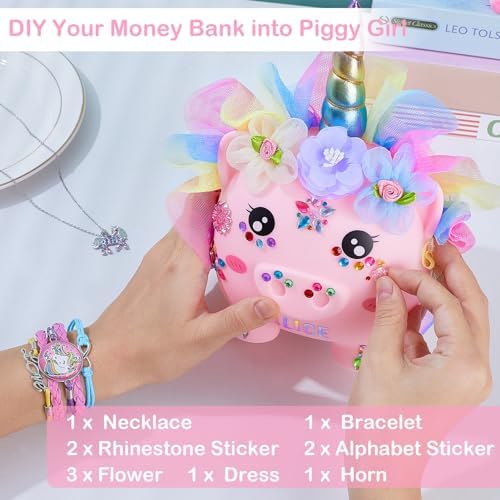 Play Tailor kids money box showing the top coin slot and customizable horn stickers.
