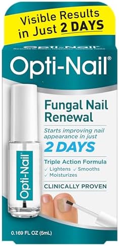 Opti-Nail triple action formula for brightening and smoothing discolored toenails.