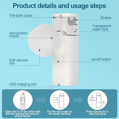 OTBK heated eye massager with 3-micron sonic spray technology