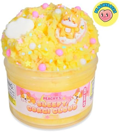 Peachybbies Sleepy Corgi Cloud Slime ASMR dough squeezing view