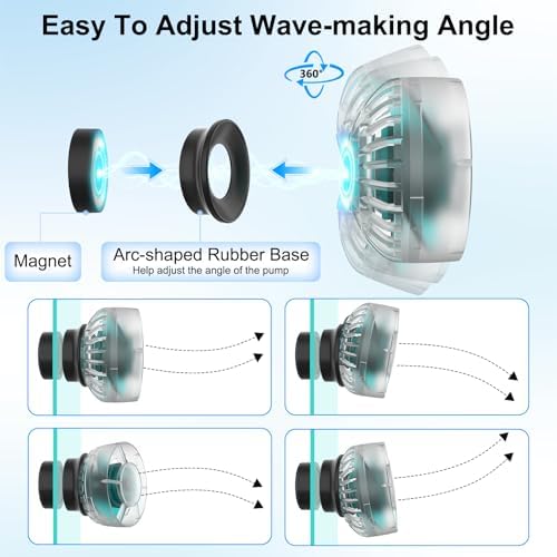 Hygger transparent aquarium pump head disassembled into components showing the ceramic shaft core