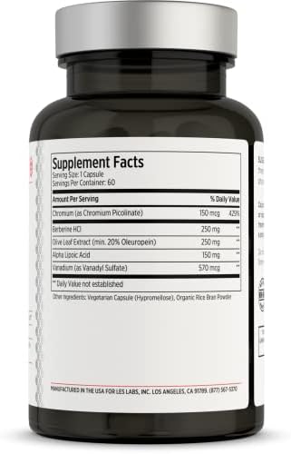LES Labs Insulin Health supplement label showing berberine and chromium ingredients