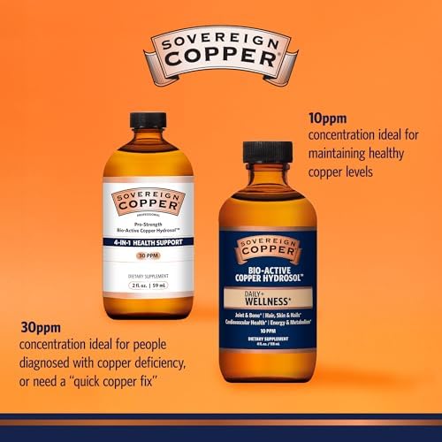 Sovereign Copper premium bio active liquid formula bottle displaying the collagen and joint support health benefits.