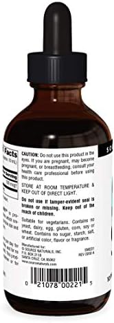 Side view of Source Naturals 10 PPM Colloidal Silver liquid supplement detailing product ingredients and manufacturing info