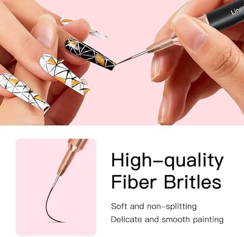Close up of fine nylon nail art brushes for UV gel and acrylic painting