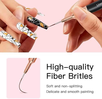 Close up of fine nylon nail art brushes for UV gel and acrylic painting