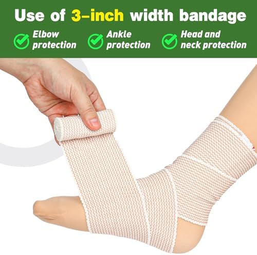Ten pack of white elastic compression wraps for ankle and knee support.