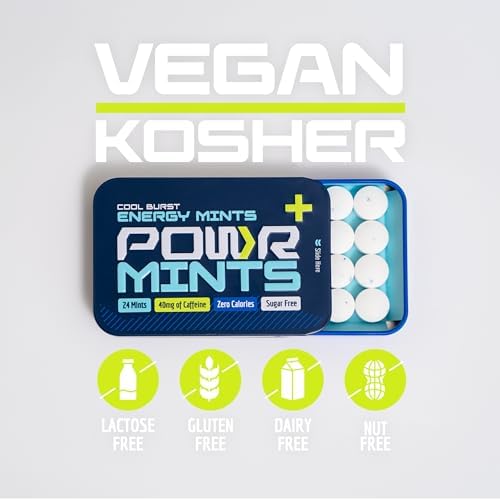 POWR Caffeinated Mints pocket sized energy tins for gym and office use.