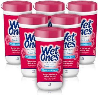 Wet Ones Antibacterial Hand Wipes, Fresh Scent Wipes | Antibacterial Wipes, Hand Sanitizer Wipes, Wet Ones Wipes, 40 ct. Canister (6 pack) - Image 1