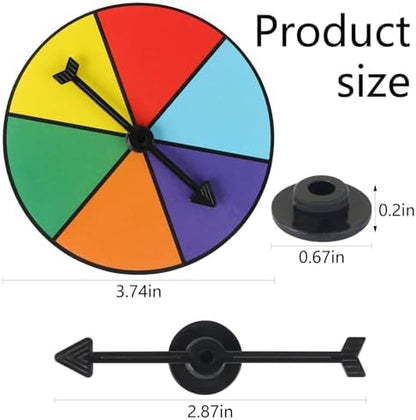 Two plastic probability spinner wheels with black arrows for educational games.