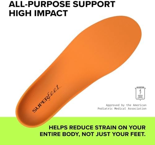 Superfeet Orange Premium Insole showing high impact forefoot foam pad