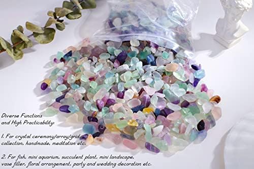 Qinjiejie fluorite stones used as decorative top dressing for a succulent plant.