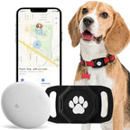 Ztobny pet location tracker attached to a dog collar during outdoor walk