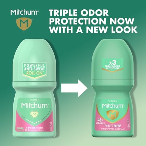 Close up of the precision roll-on applicator ball on the Mitchum women deodorant bottle.