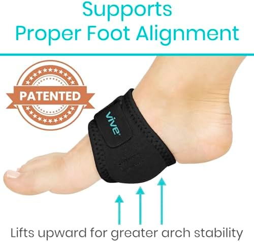 Vive foot wrap corrector worn under a sock to show low profile design.