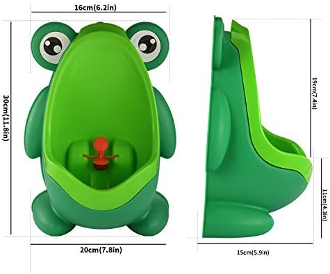 Rotating water wheel aiming target inside frog urinal