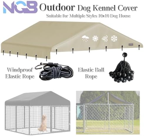 NGB dog shelter canopy showing the specialized sewn over fabric layer protecting the installation ropes from sun and rain.