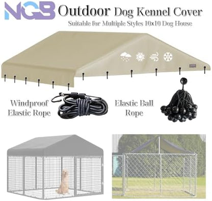 NGB dog shelter canopy showing the specialized sewn over fabric layer protecting the installation ropes from sun and rain.