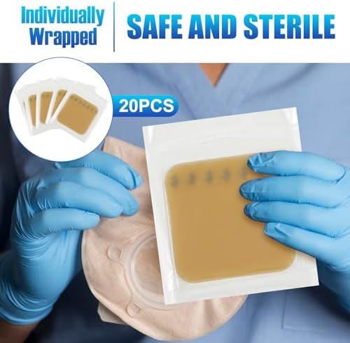 Individual 4 x 4 inch hydrocolloid stoma skin protective sheet showing the elastic flexible texture