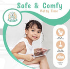 Clean On The Go toddler toilet training cover folded in half next to its pink carrying case