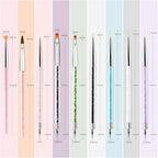 Close-up of fine liner brush tips and synthetic bristles