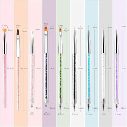 Tocoles nail art brush kit with liner and dotting tools