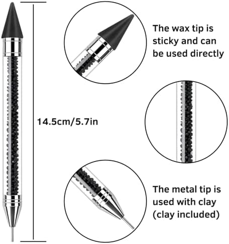 Two pack nail art wax pencil tools with precision tweezers for diamond painting jewel application.