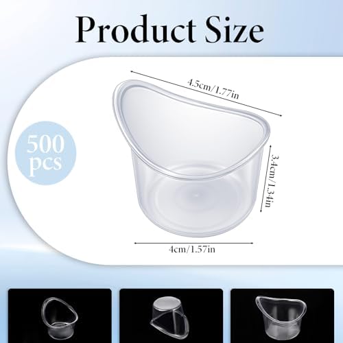 Close up of 5ml plastic eye bath kit with measuring marks for precise solution usage.