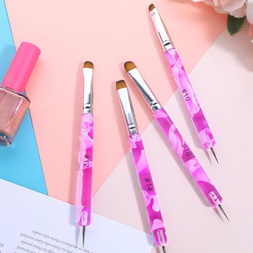 Full set of four Xthrotsenk nail brushes with pink marbled handles