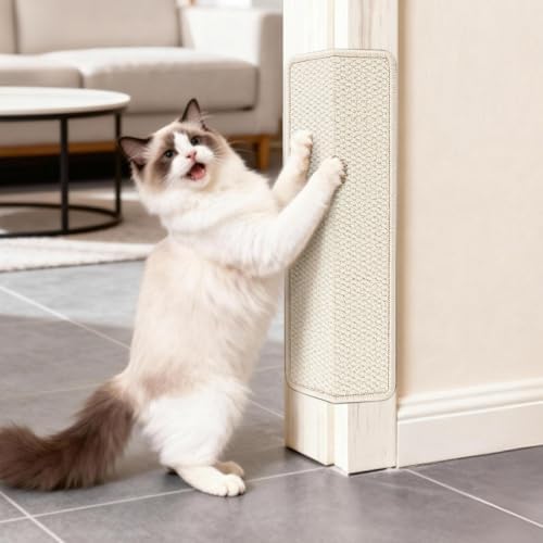 ENONCI cat wall corner scratcher wrapped around a door frame demonstrating flexible contour shielding.