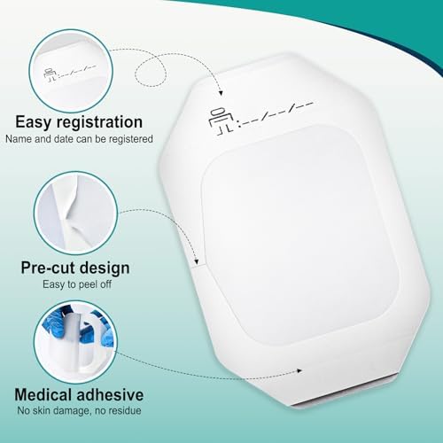 Waterproof medical dressing patch sealing an IV shield site securely.