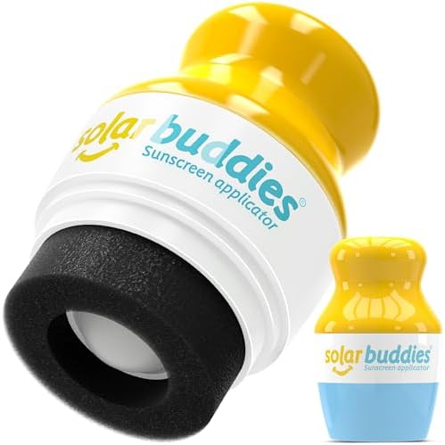 Solar Buddies blue refillable sunscreen applicator front view