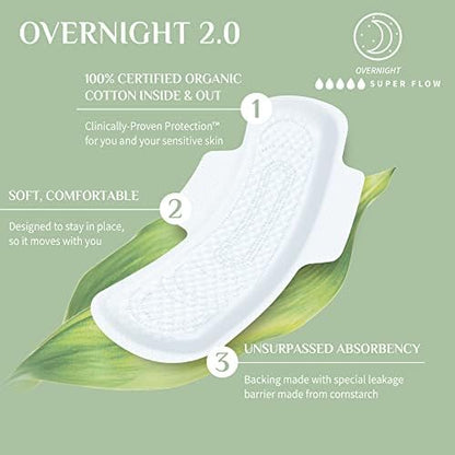 Close up of Organyc organic cotton pad texture and leak protection wings.