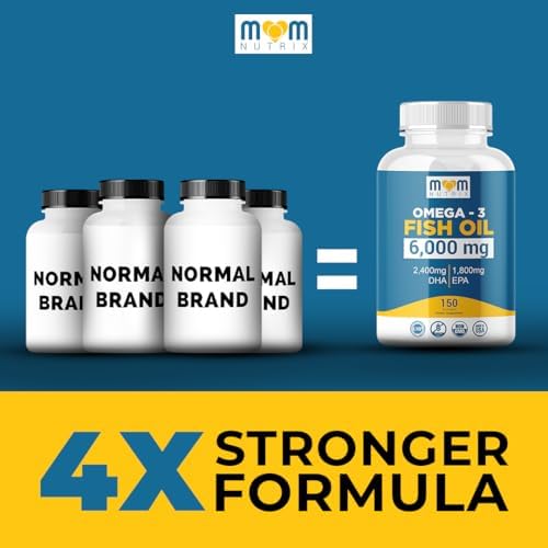 MOM NUTRIX Omega 3 Fish Oil supplement details showing EPA and DHA nutritional facts breakdown