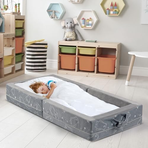 U-Moving portable kids cot packed and ready for family camping and travel convenience