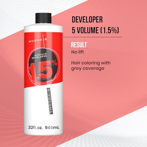 Back view of Moehair professional developer bottle with instructions