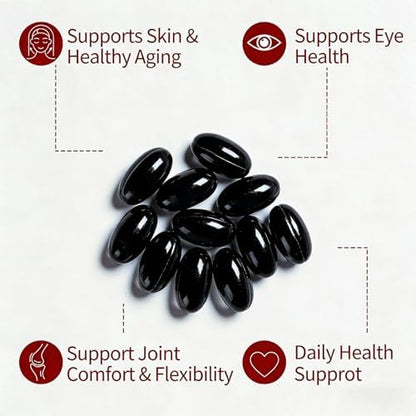 Nutritional facts and ingredient list label on Belano's Astaxanthin softgels
