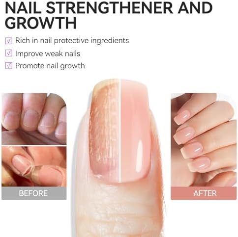 Gelike EC Nail Growth Strengthener for Woman: Nude Blush 6 in 1 Natural Nail Hardener Extra Strong and Growth - Nail Polish Hardener for Weak and Damaged Nails - Image 7