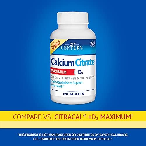 21st Century Calcium Citrate bone health supplement nutrition label