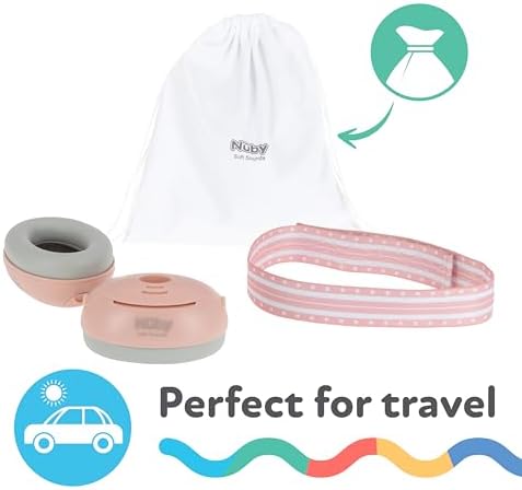Full set of Nuby noise canceling earmuffs with storage accessories