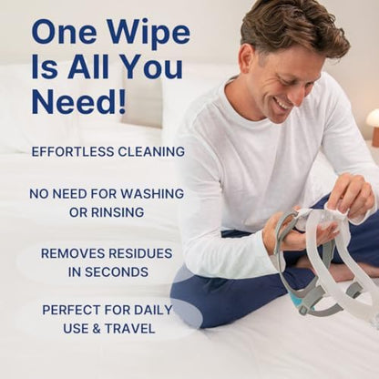 Alcohol free CPAP travel packs with Aloe Vera for skin safety.