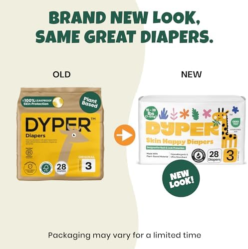 DYPER premium eco friendly disposable diaper showing the unprinted white outer cover