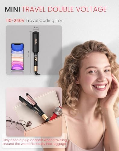 UKLISS small S waver ceramic curling iron highlighting the 0.4 inch rose gold accent barrels